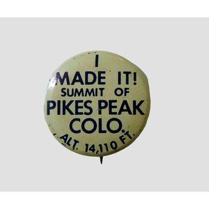 Summit of Pikes Peak Colorado Vintage 1970s 80s Tie Tac Lapel Hat 1.25 In.